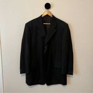 Canali Men's Black 100% Wool Blazer EU 58 Regular / US 48 Regular